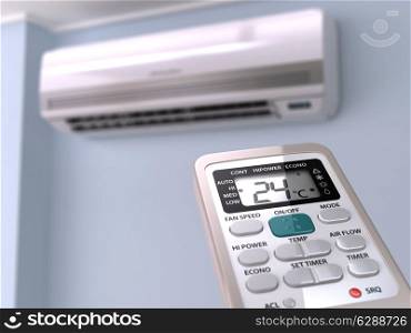 Remote control directed on air conditioner systrem. 3d