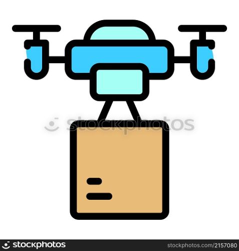 Remote control drone delivery icon. Outline remote control drone delivery vector icon color flat isolated. Remote control drone delivery icon color outline vector