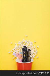 remote control movie tickets sunglasses popcorn bucket
