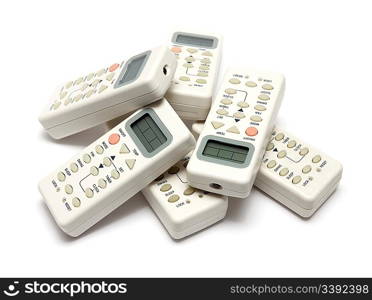 remote infrared devices in heap isolated on white
