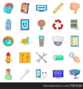 Remote support icons set. Cartoon set of 25 remote support vector icons for web isolated on white background. Remote support icons set, cartoon style