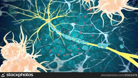 Remyelination is the phenomenon by which new myelin sheaths are generated around axons in the adult central nervous system 3D rendering. Remyelination is the phenomenon by which new myelin sheaths are generated around axons in the adult central nervous system