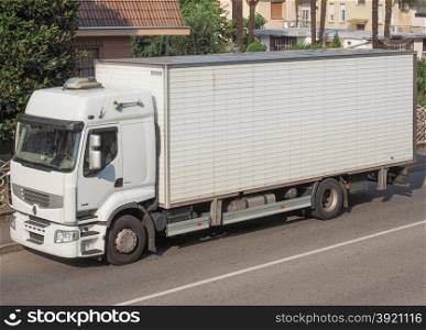 Renault Premium truck. MILAN, ITALY - AUGUST 06, 2015: Renault Premium truck