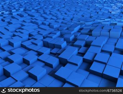 render of a blue wavy cube floor