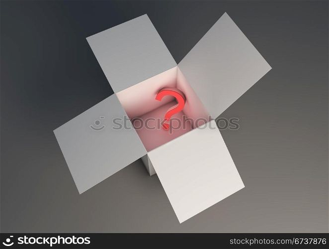render of a box with a question mark