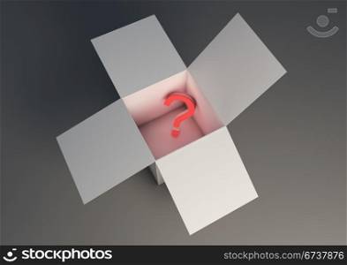 render of a box with a question mark