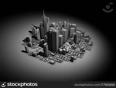 render of a city in a spotlight