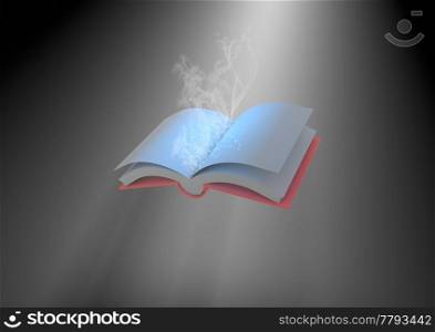 render of a floating smoking magical book