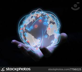 render of a global network of hearts and people