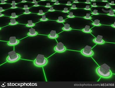 render of a high-tech network of connected cubes