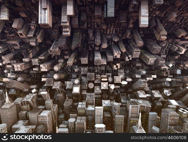 render of a huge bended city