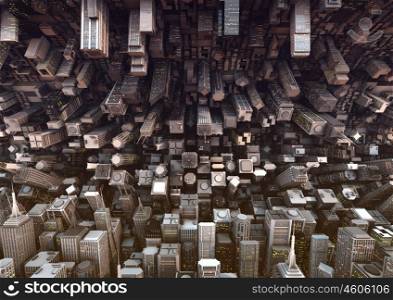 render of a huge bended city