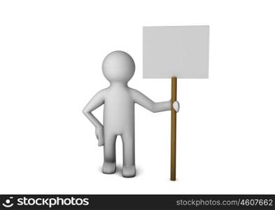 render of a person holding a blank board.