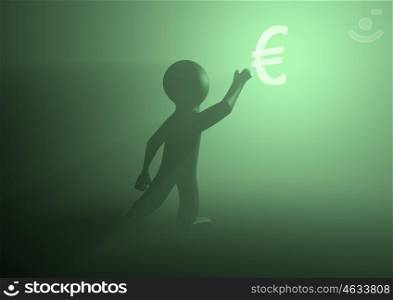 render of a person reaching for a euro symbol