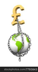 render of a pound symbol chaining our planet