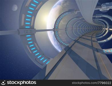 render of an abstract tunnel in space