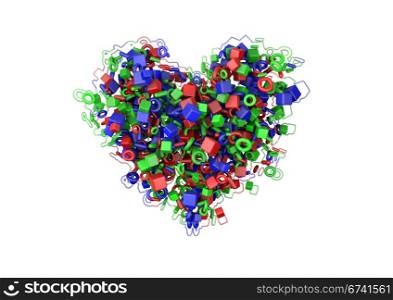 render of colorful shapes in heart formation