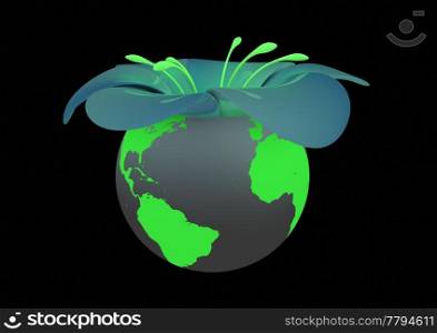 render of the planet blooming