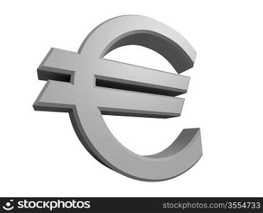 Rendered 3D image of a Euro symbol isolated on a white background