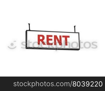 Rent signboard on white background, stock photo
