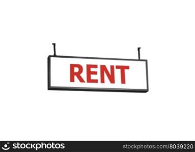 Rent signboard on white background, stock photo