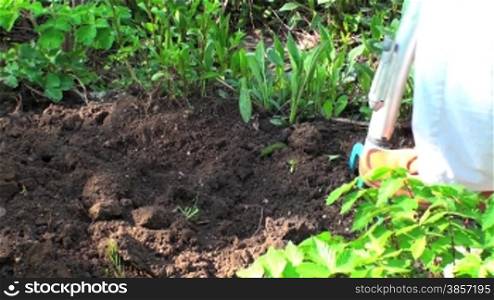 Rentner bei der Gartenarbeit