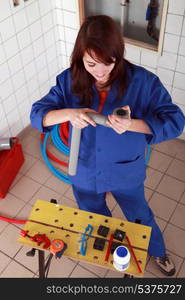 Repair girl with tools