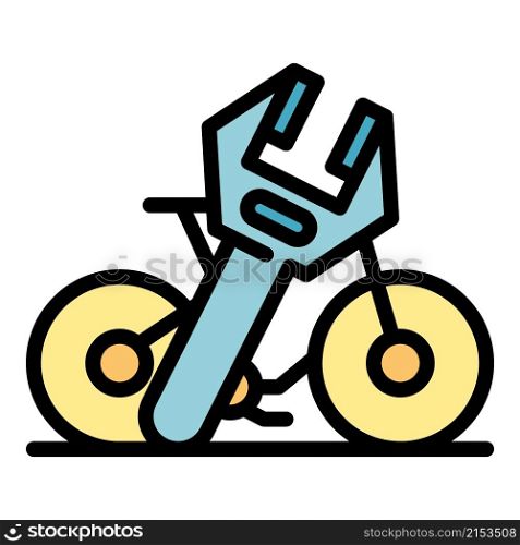 Repair rent bike icon. Outline eepair rent bike vector icon color flat isolated. Repair rent bike icon color outline vector