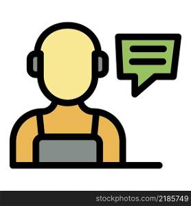 Repairman call center icon. Outline repairman call center vector icon color flat isolated. Repairman call center icon color outline vector