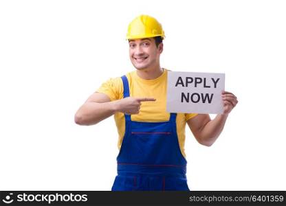 Repairman in recruitment concept isolated on white background