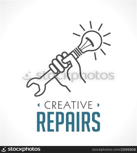 Repairs icon - hand with wrench concept