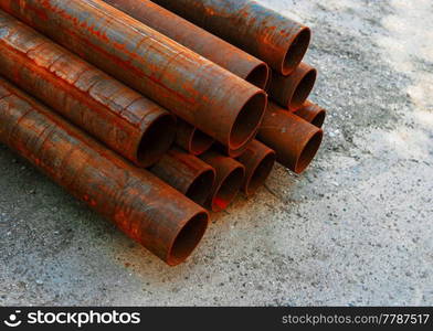 Replacement of Pipes. Set Of Water Pipes Ready For Installation Lying On Ground. Replacement of Pipes. Set Of Water Pipes Ready For Installation