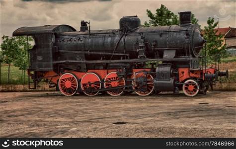 Reproduction of steam locomotive, hdr image