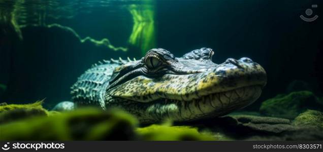 reptile crocodile underwater generative ai.
