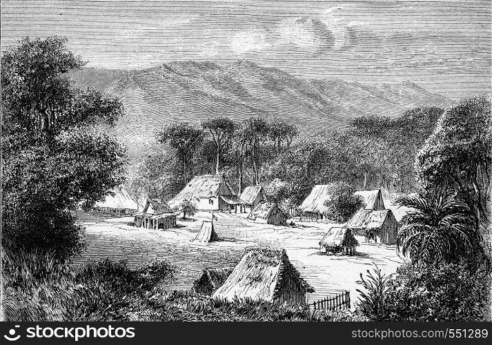 Republic of Guatemala, Central America, village of Pansos, vintage engraved illustration. Magasin Pittoresque 1867.