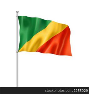 Republic of the Congo flag, three dimensional render, isolated on white. Congolese flag isolated on white