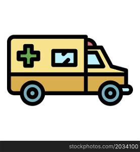 Rescue ambulance icon. Outline rescue ambulance vector icon color flat isolated. Rescue ambulance icon color outline vector