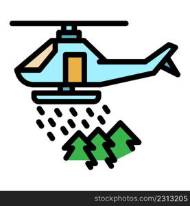 Rescue forest helicopter icon. Outline rescue forest helicopter vector icon thin line color flat on white. Rescue forest helicopter icon color outline vector