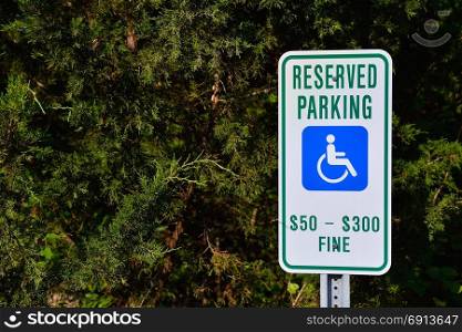 Reserved parking for handicapped only sign.