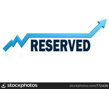 Reserved word with blue grow arrow, 3D rendering