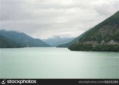 Reservoir in the Caucasus Mountains in Georgia