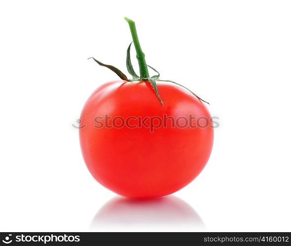 resh red tomato on white background