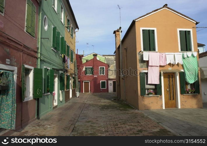 Residential buildings in Venice, Burano, Italy