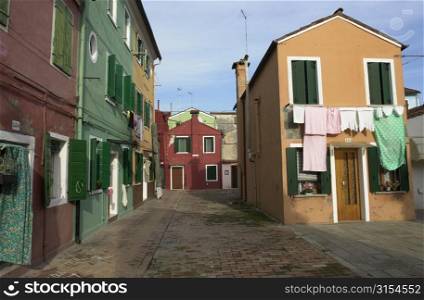 Residential buildings in Venice, Burano, Italy