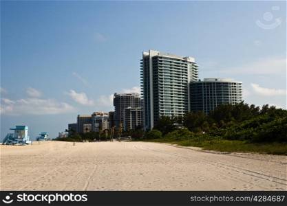 Residential buildings on the beach in Miami, Florida