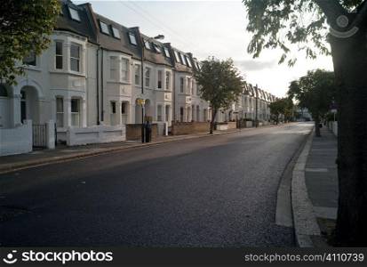 Residential housing and new tarmac, Marville Road, South London