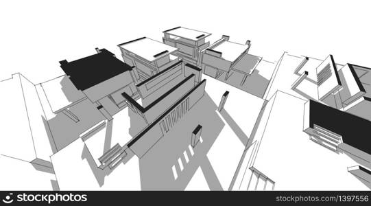 Residential project floor plan, Sketch Freehand concept design.