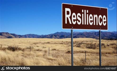 Resilience road sign with blue sky and wilderness