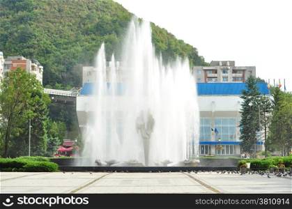 resita city romania center artesian water fountain