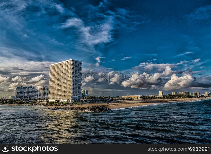 Resort town of Fort Lauderdale Florida with beach